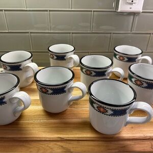 Set of 8 Noritake Kachina stoneware coffee mugs